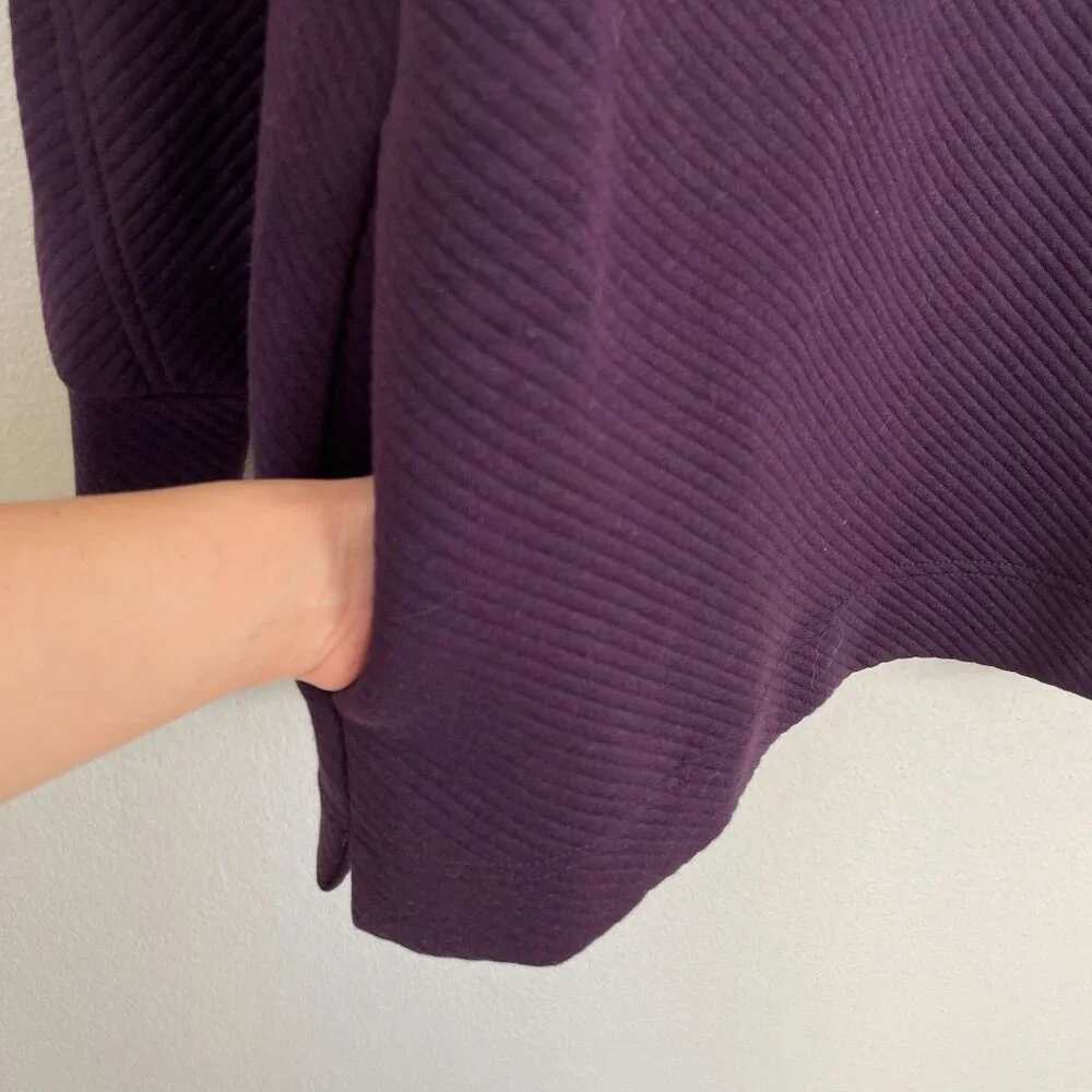 Sweaty Betty Womens 8 Purple Half Zip Ribbed Pullover Sweatshirt Sweater Pockets